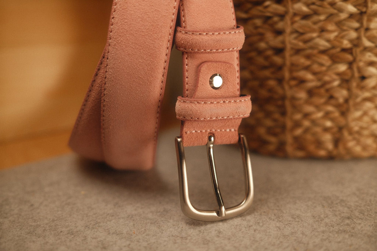 Ceinture en daim rose pâle boucle ronde 35 mm – vue 2