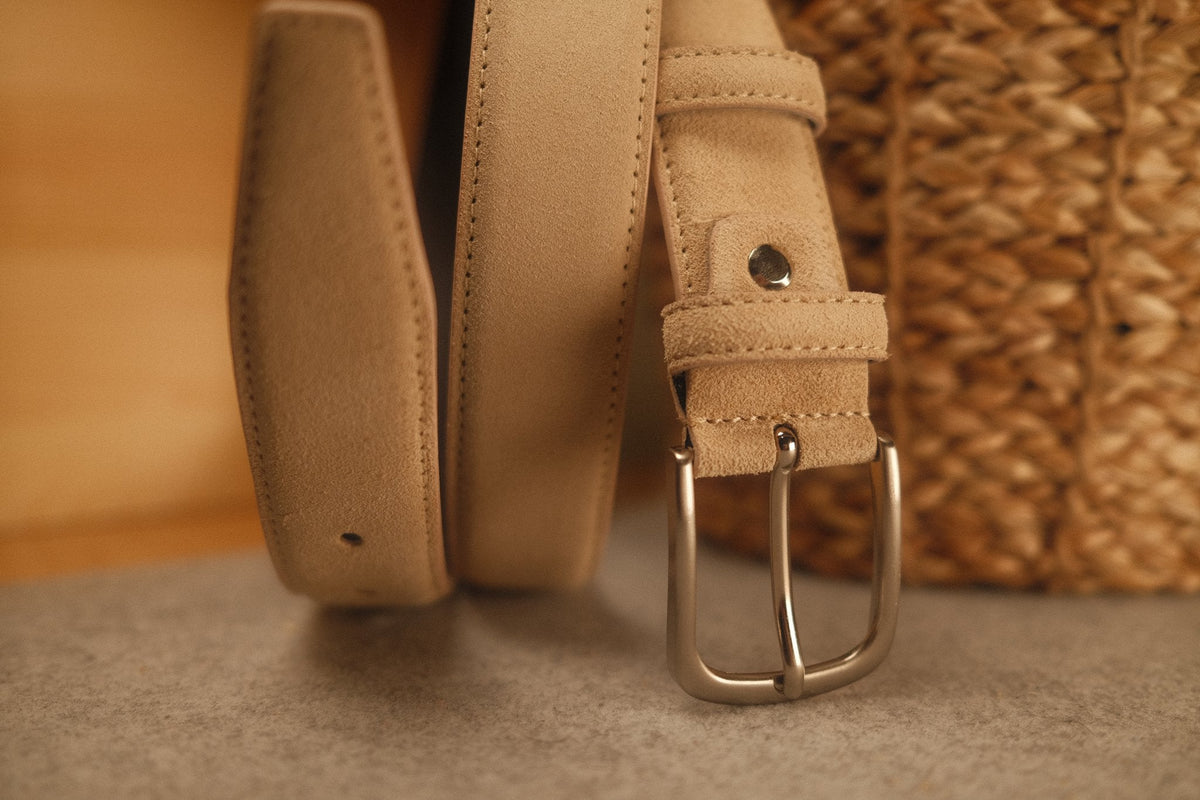 Ceinture en daim beige boucle ronde 35 mm – vue 2