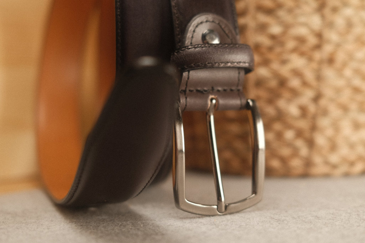 Ceinture en cuir patiné 35 mm – gris – vue 3