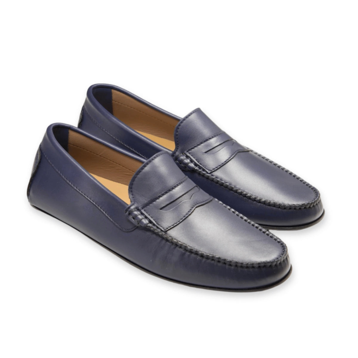 Roma - Mocassins Driver Cuir Bleu Marine