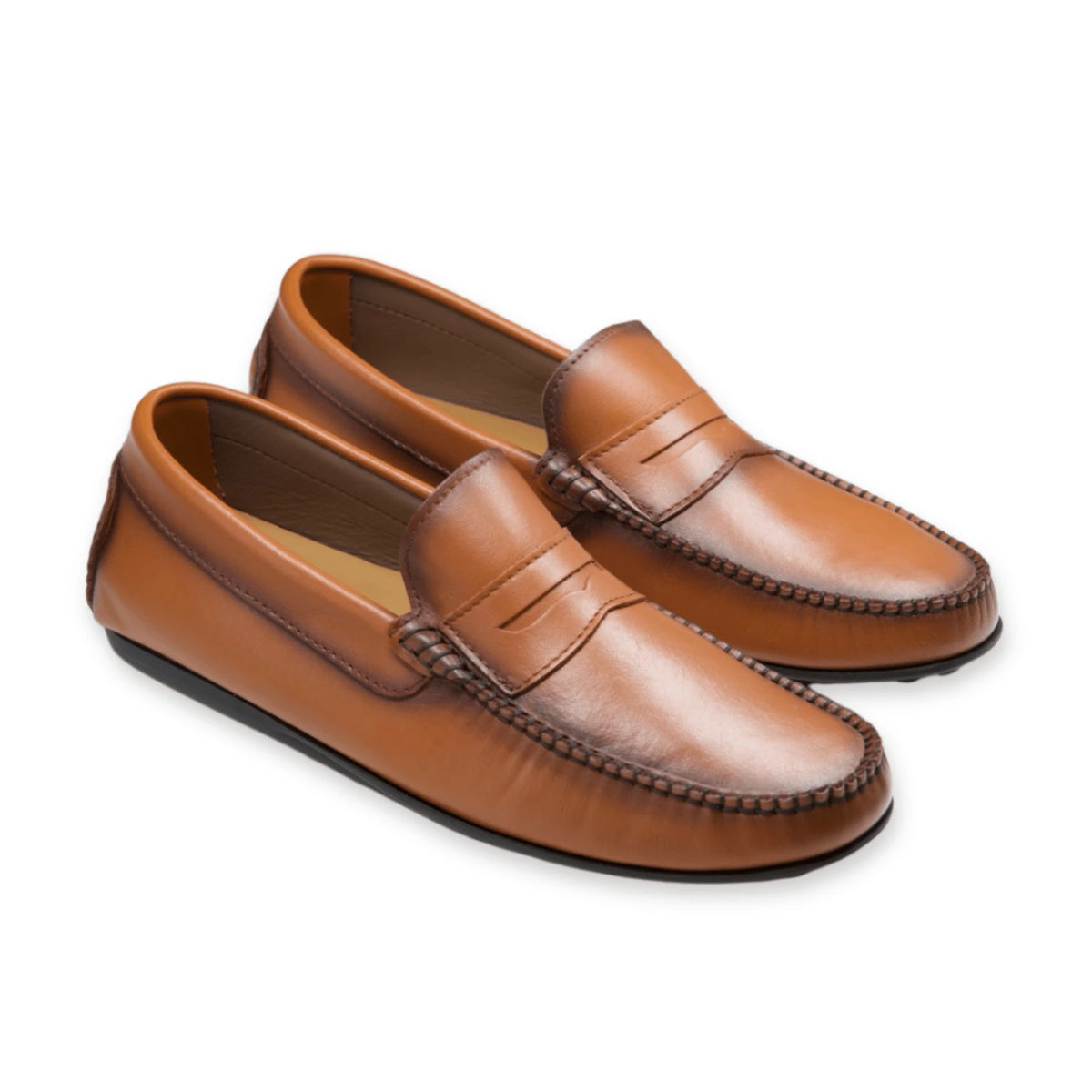 Roma - Mocassins Driver Cuir Marron Clair