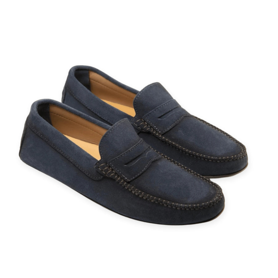 Roma - Mocassins Driver Daim Bleu Marine
