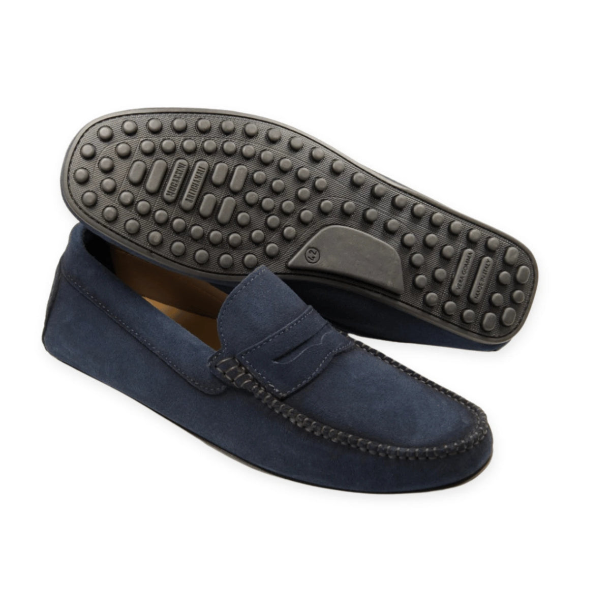 Roma - Mocassins Driver Daim Bleu Marine – vue 2