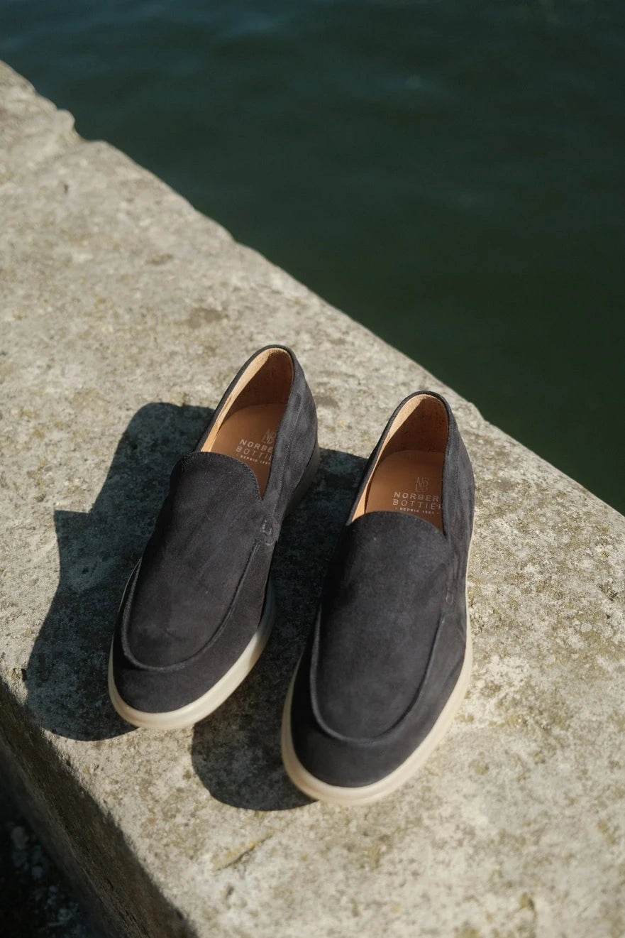 Milan - Mocassins Soft Daim Bleu – vue 3