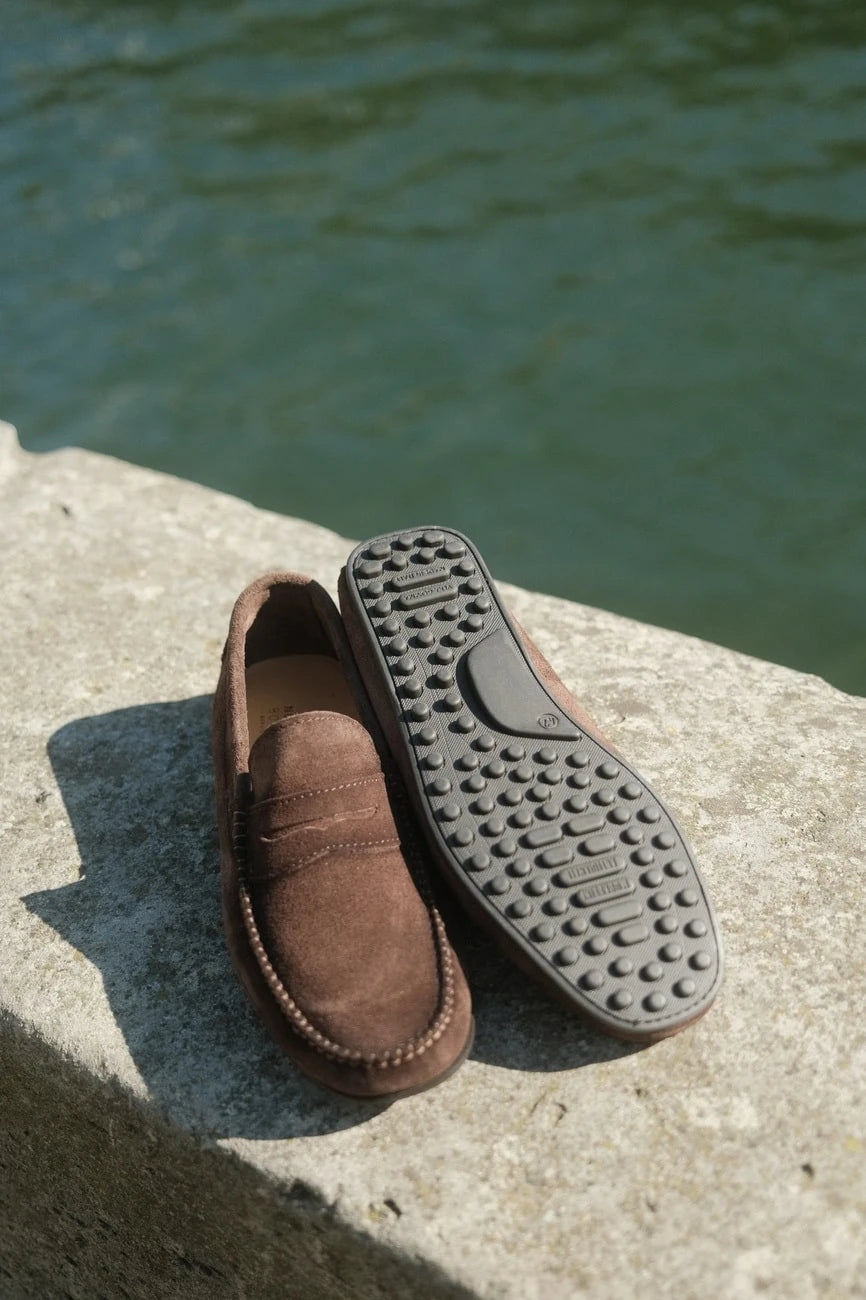Roma - Mocassins Driver Daim Marron – vue 3