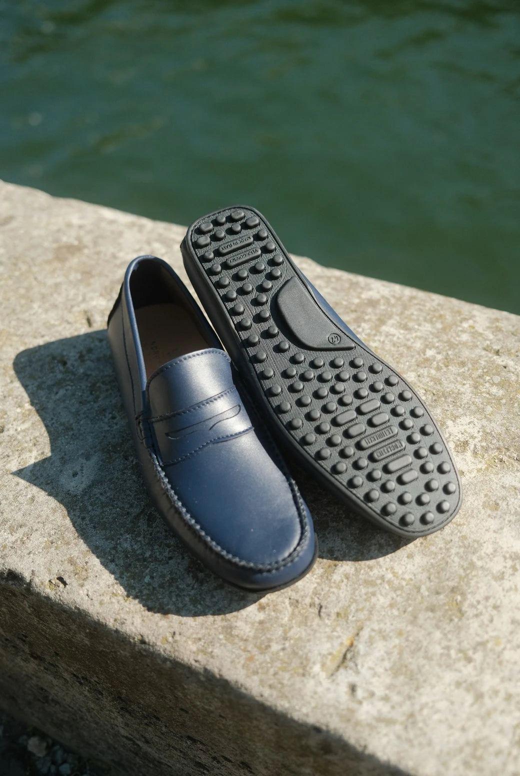 Roma - Mocassins Driver Cuir Bleu Marine – vue 3