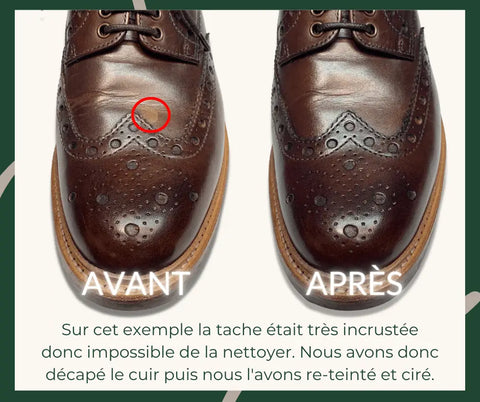 Tache de gel hydroalcoolique sur cuir