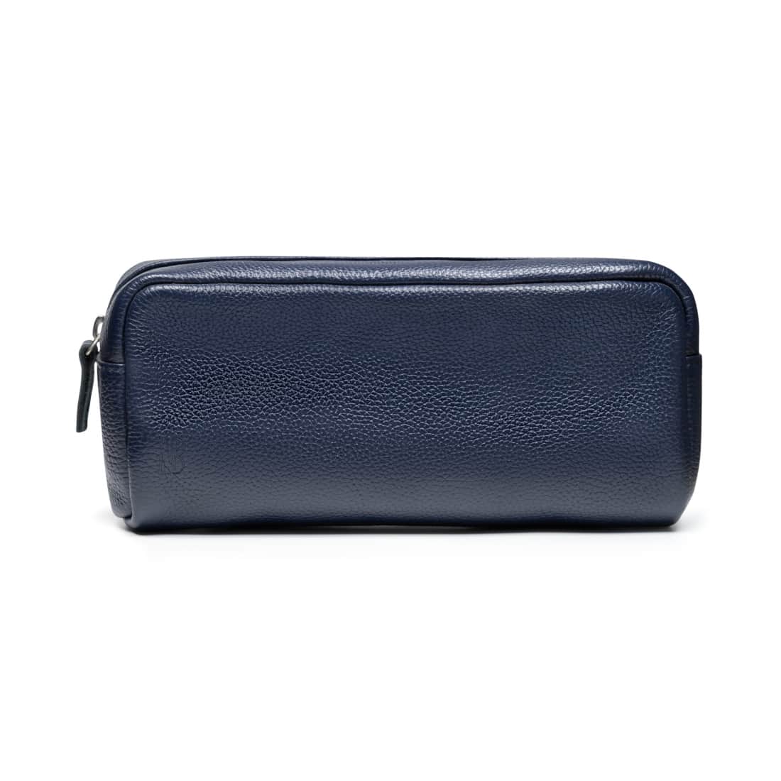 Trousse de toilette en cuir grainé bleu marine vue de face
