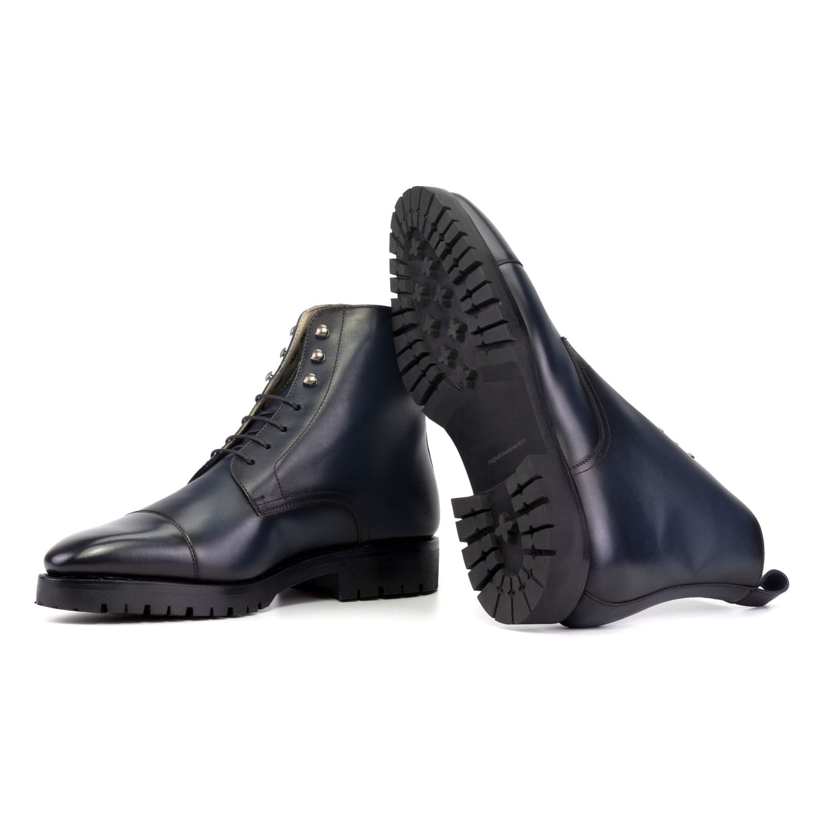 Bottines Bout Droit en cuir bleu marine - Semelles Commando – vue 2