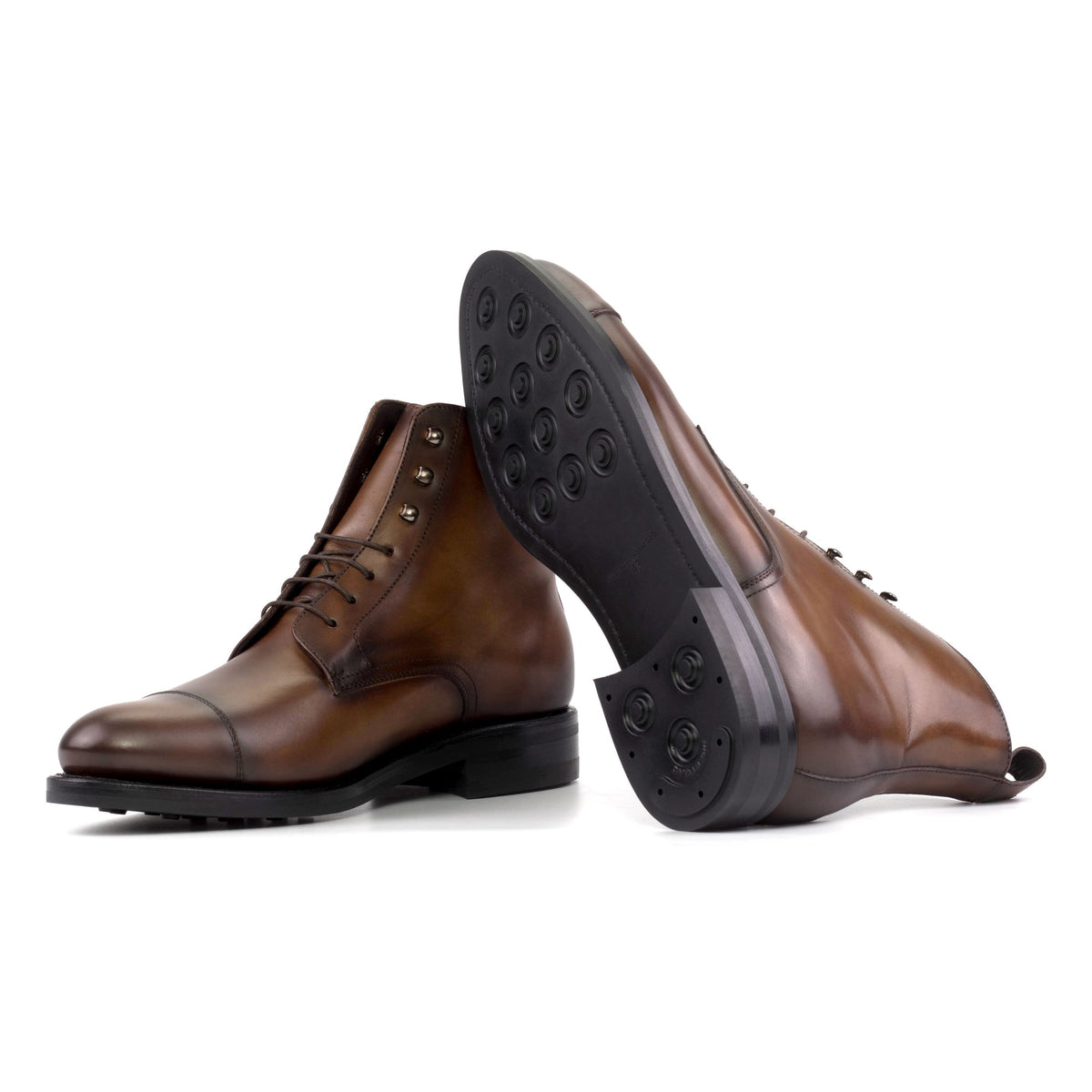 Bottines Bout Droit en cuir marron - Semelles Dainite® – vue 2