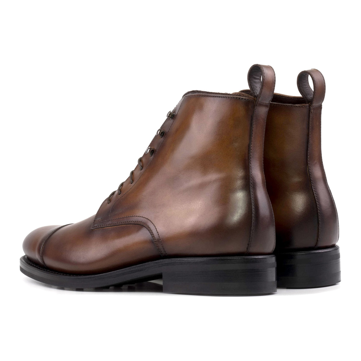 Bottines Bout Droit en cuir marron - Semelles Dainite® – vue 3
