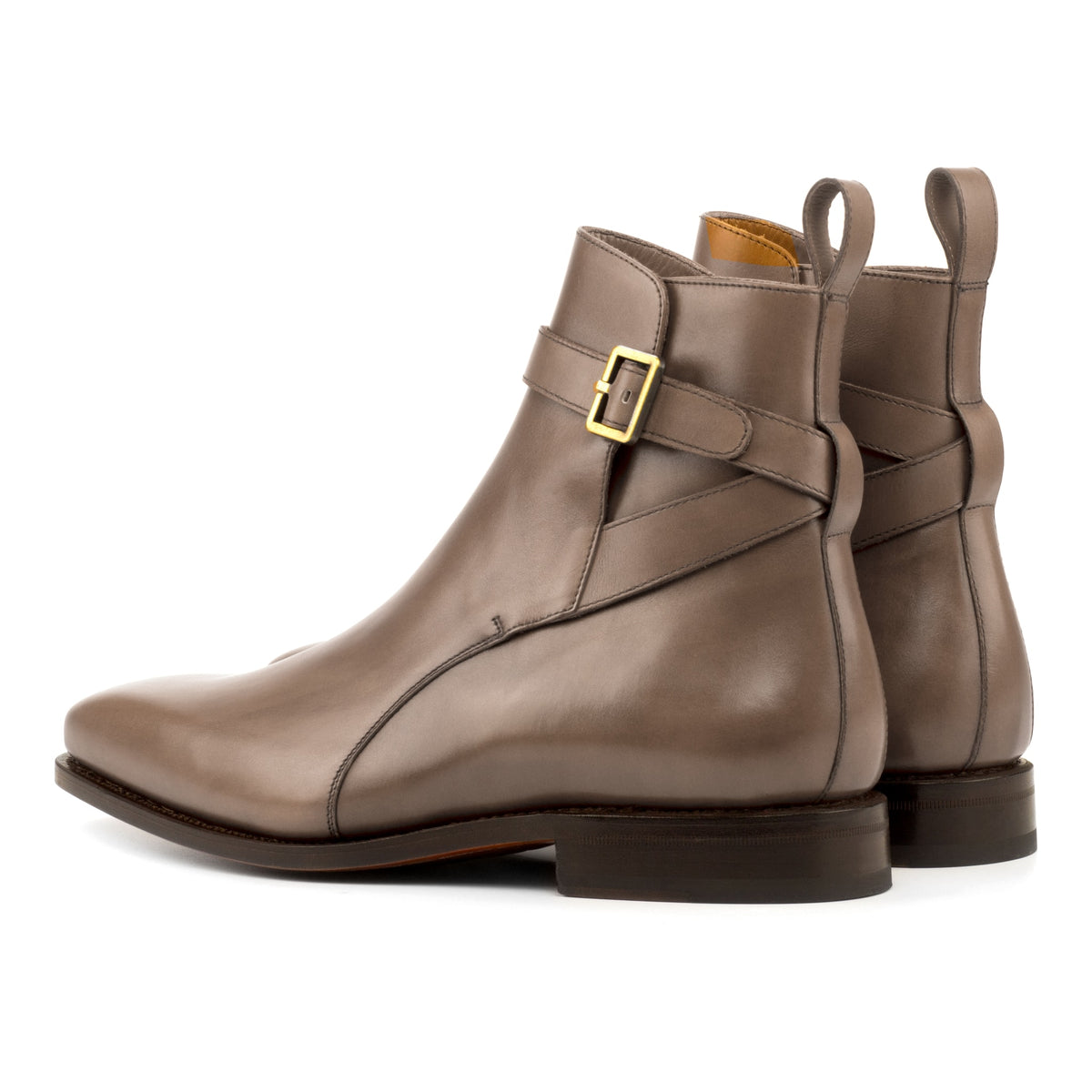 Bottines Jodhpur en cuir noisette, vue de trois quarts arrière