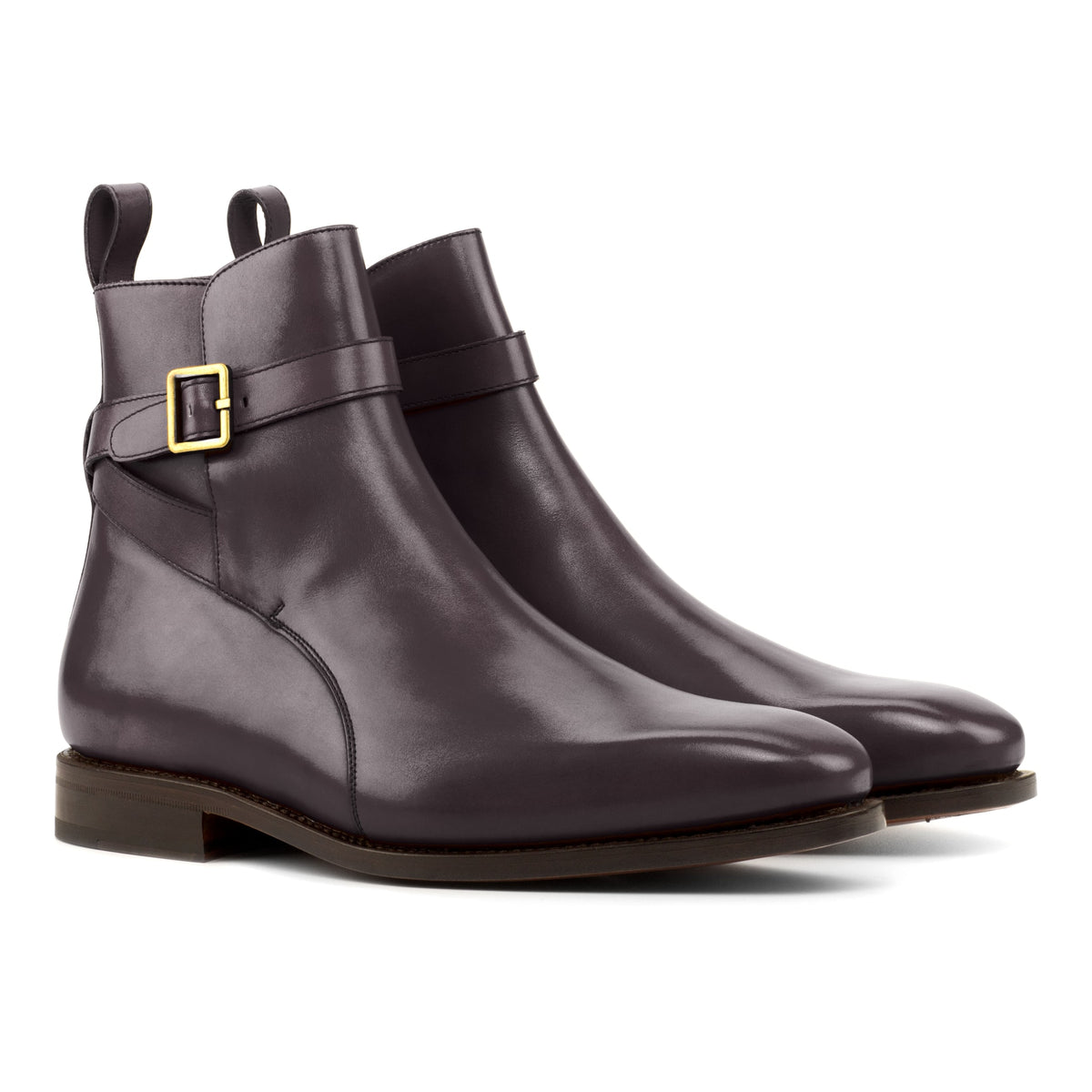 Bottines Jodhpur en cuir sang-de-bœuf, vue de trois quarts avant