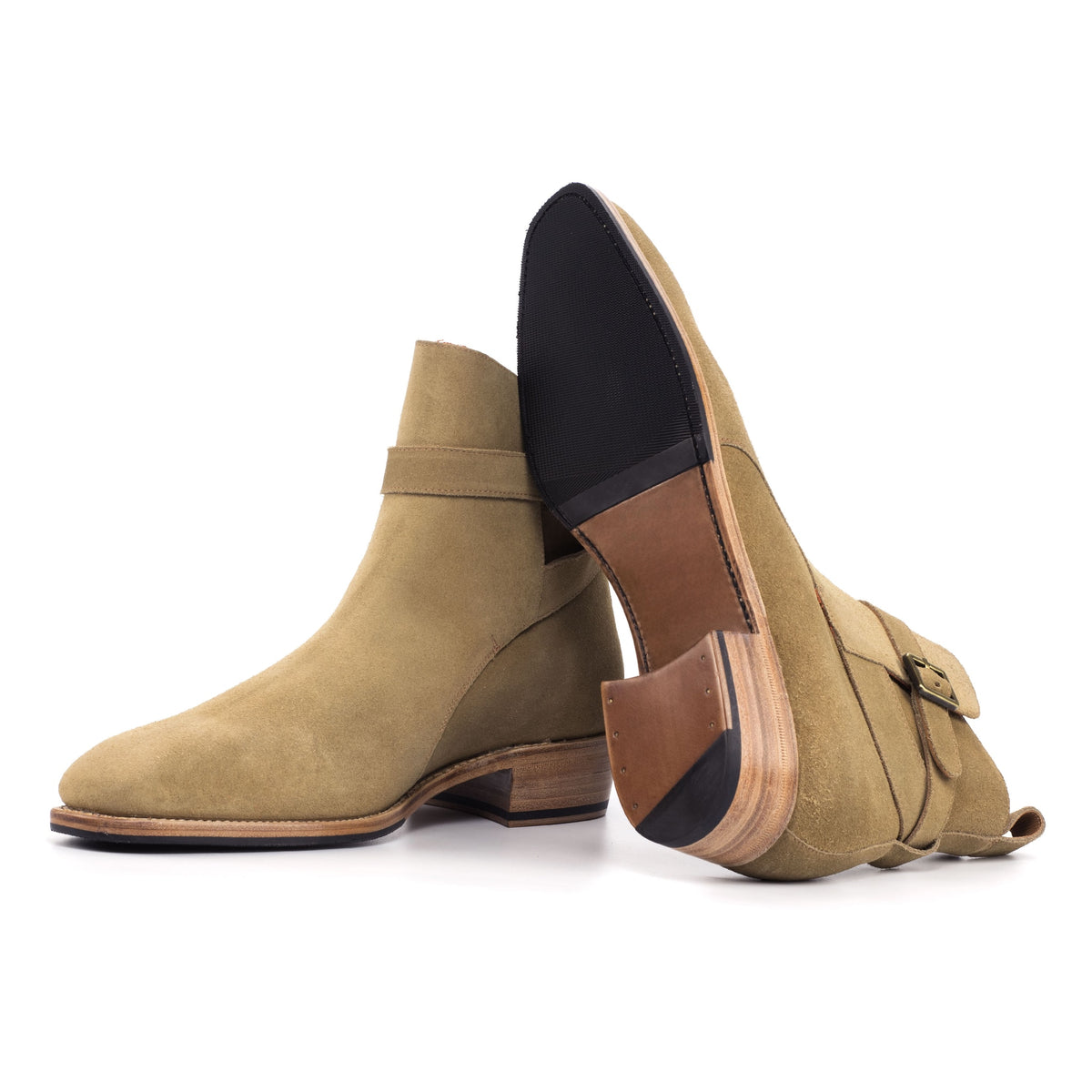 Bottines Jodhpur en daim beige – vue 2