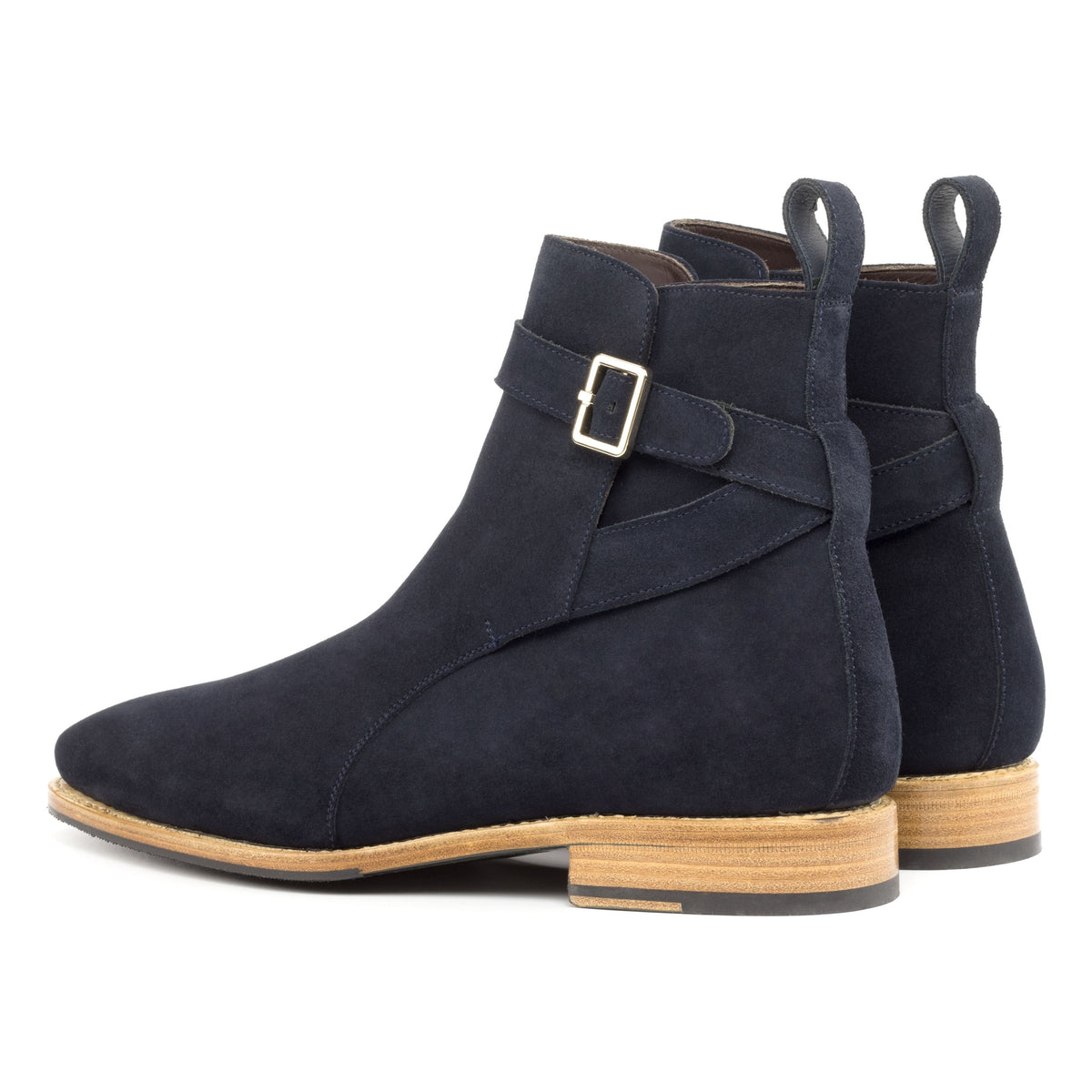 Bottines Jodhpur en daim bleu marine – vue 3