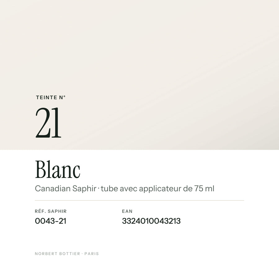 Teinte Blanc n° 21 du Canadian Saphir, réf. 0043-21, EAN 3324010043213