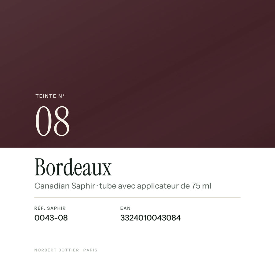 Teinte Bordeaux n° 08 du Canadian Saphir, réf. 0043-08, EAN 3324010043084