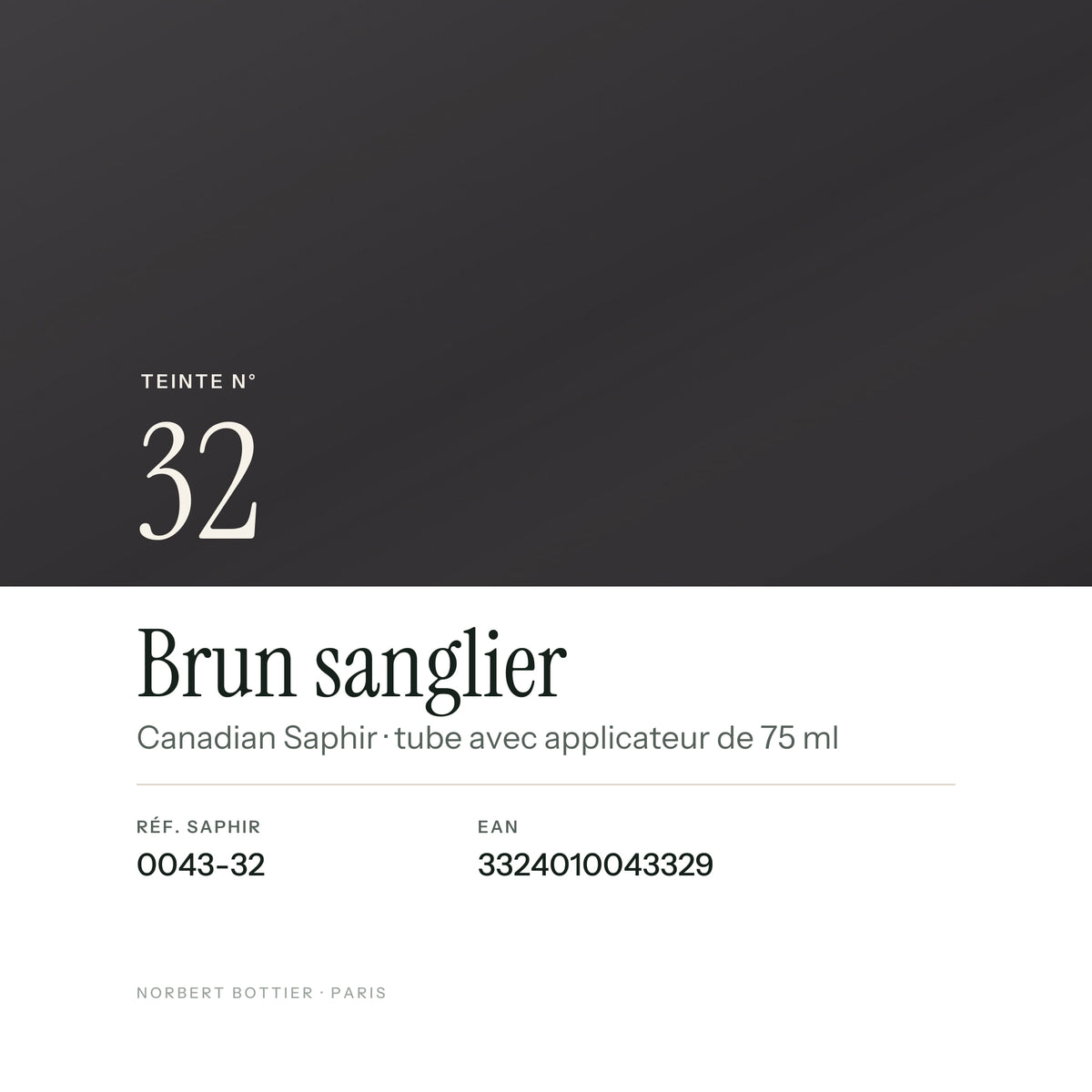 Teinte Brun sanglier n° 32 du Canadian Saphir, réf. 0043-32, EAN 3324010043329