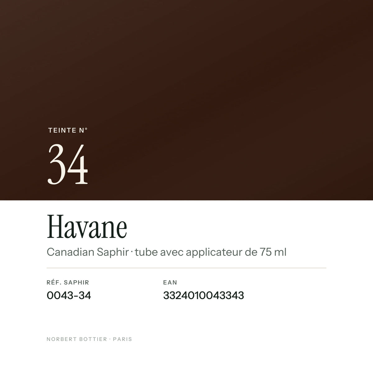 Teinte Havane n° 34 de la Canadian Saphir, réf. 0043-34, EAN 3324010043343
