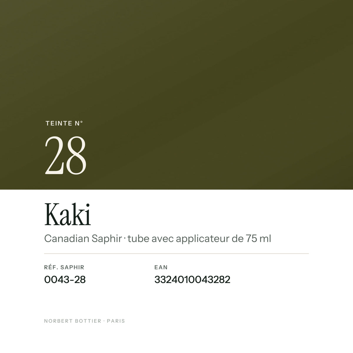 Teinte Kaki n° 28 du Canadian Saphir, réf. 0043-28, EAN 3324010043282