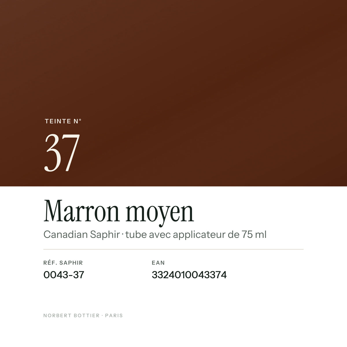 Teinte Marron moyen n° 37 de la Canadian Saphir, réf. 0043-37, EAN 3324010043374