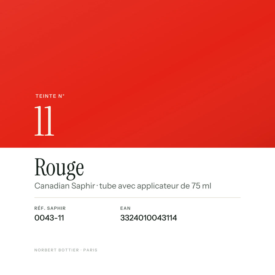 Teinte Rouge n° 11 de la Canadian Saphir, réf. 0043-11, EAN 3324010043114