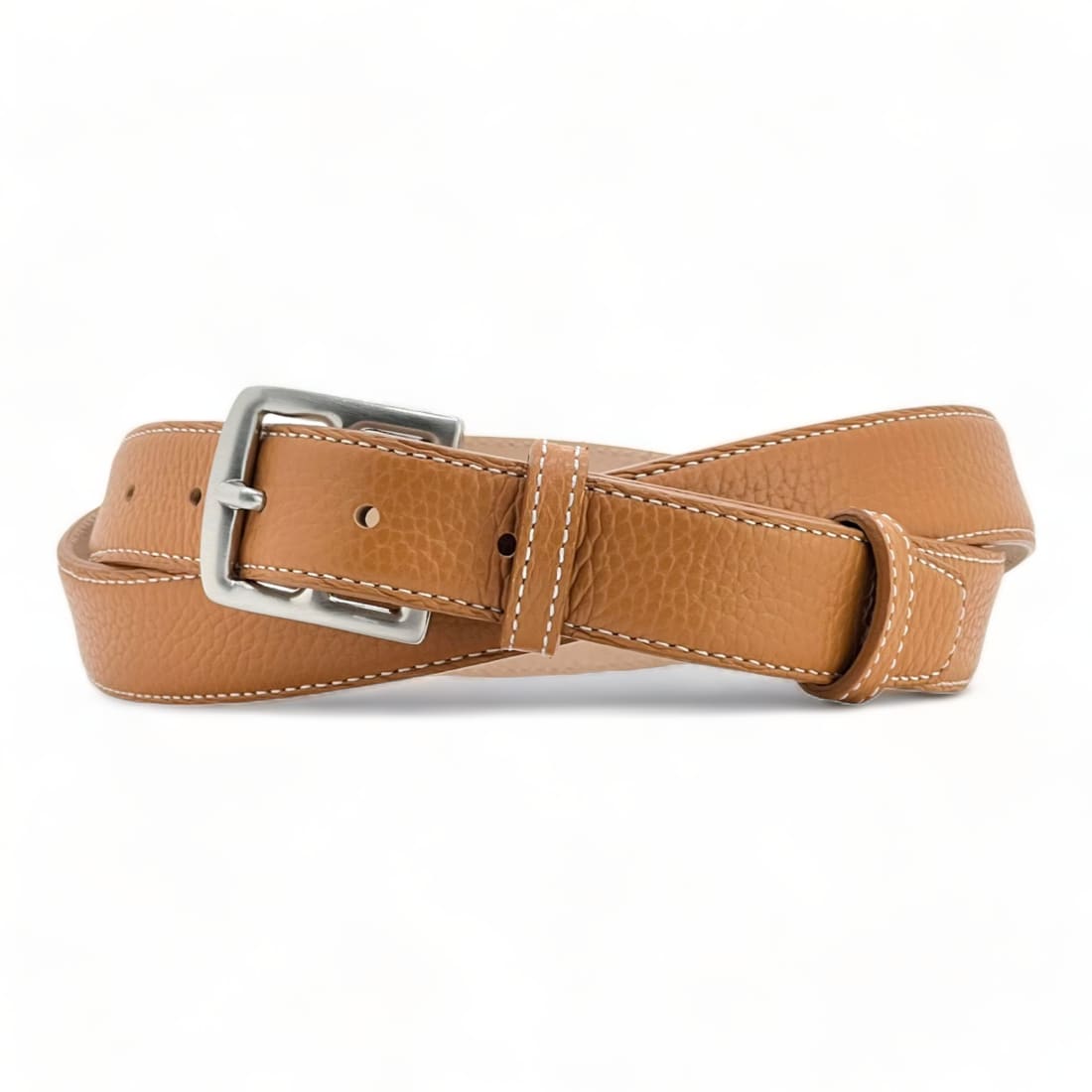 Ceinture cuir à boucle étrivière - Marron Clair - 30 mm -
