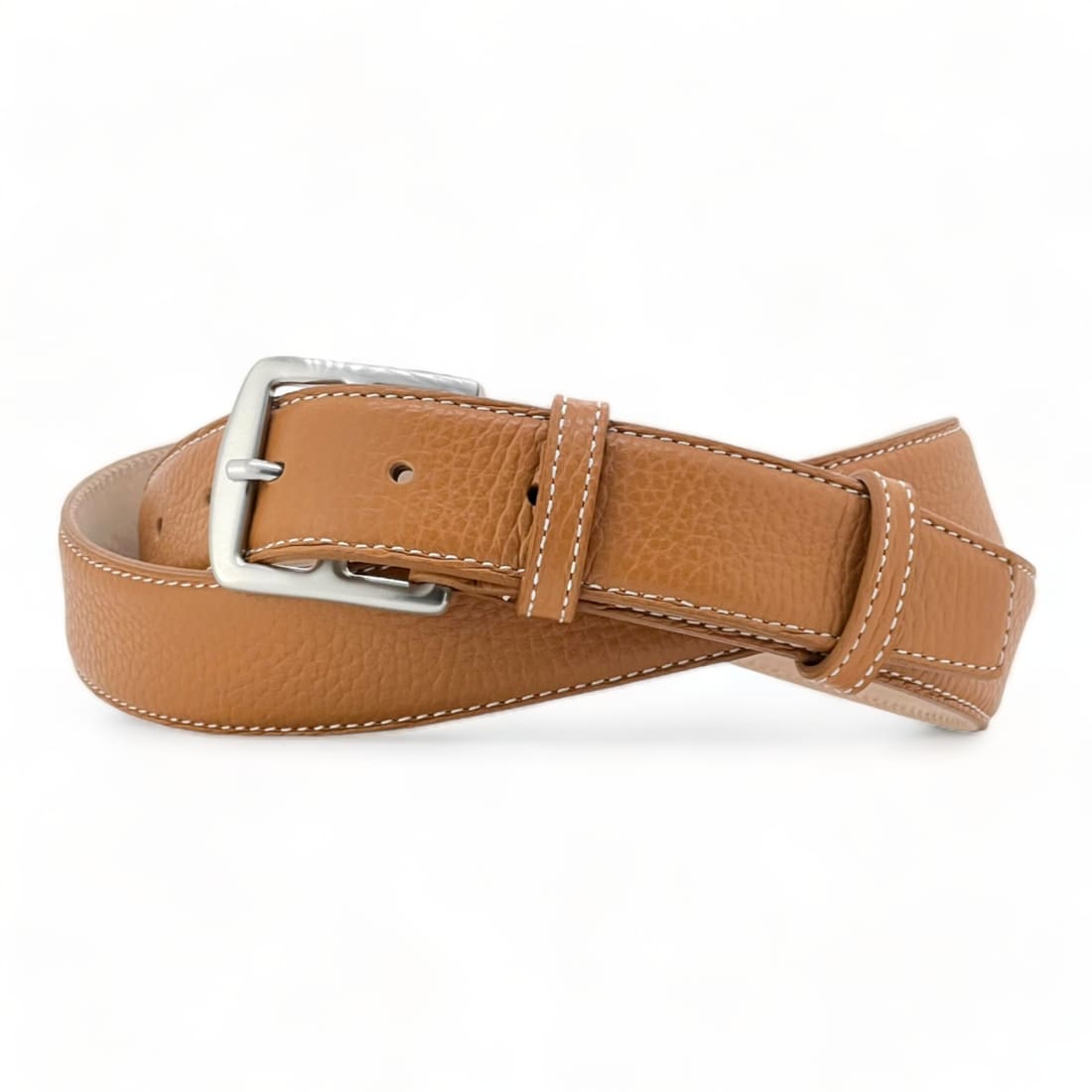 Ceinture cuir à boucle étrivière - Marron Clair - 35 mm -