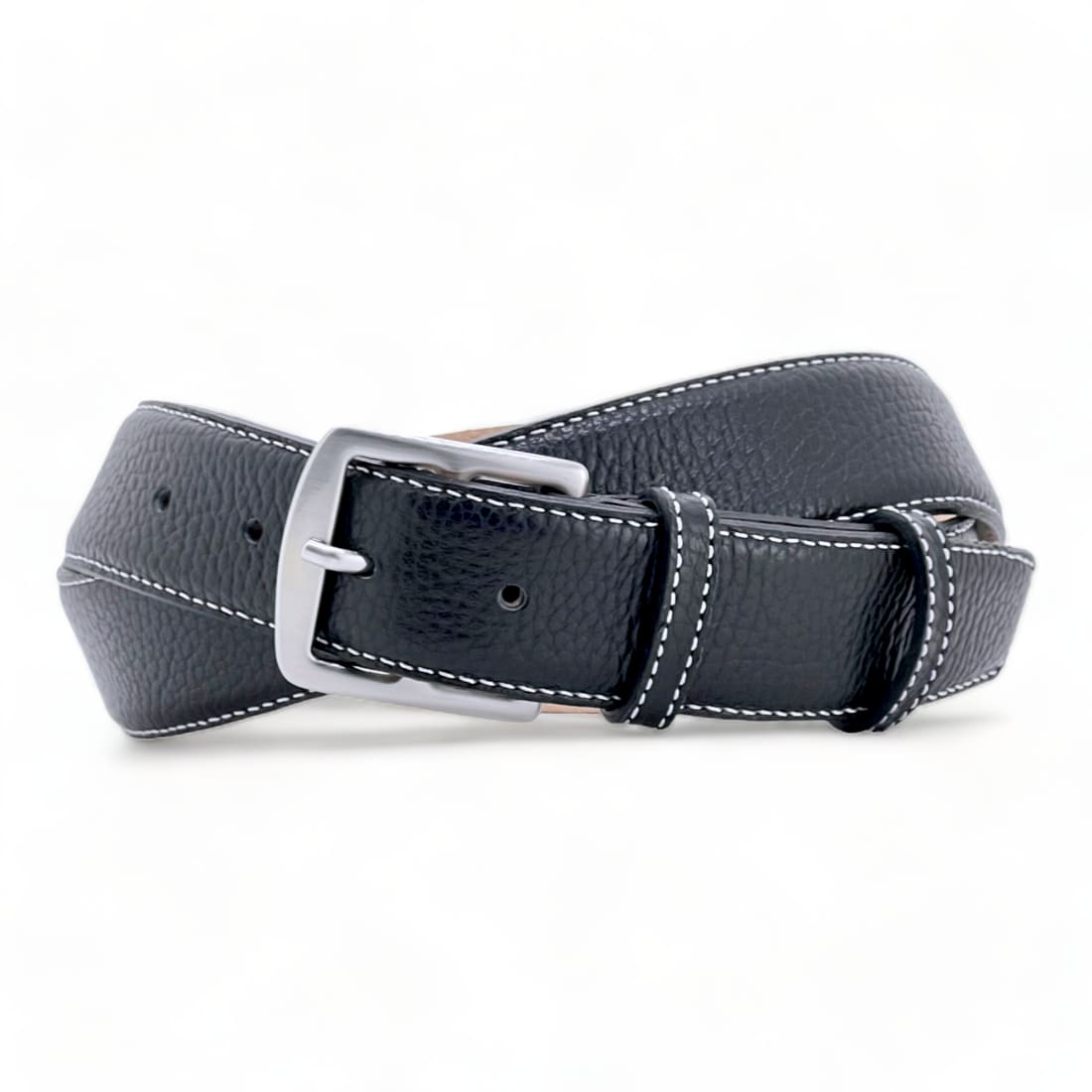 Ceinture cuir à boucle étrivière - Noir - 35 mm -