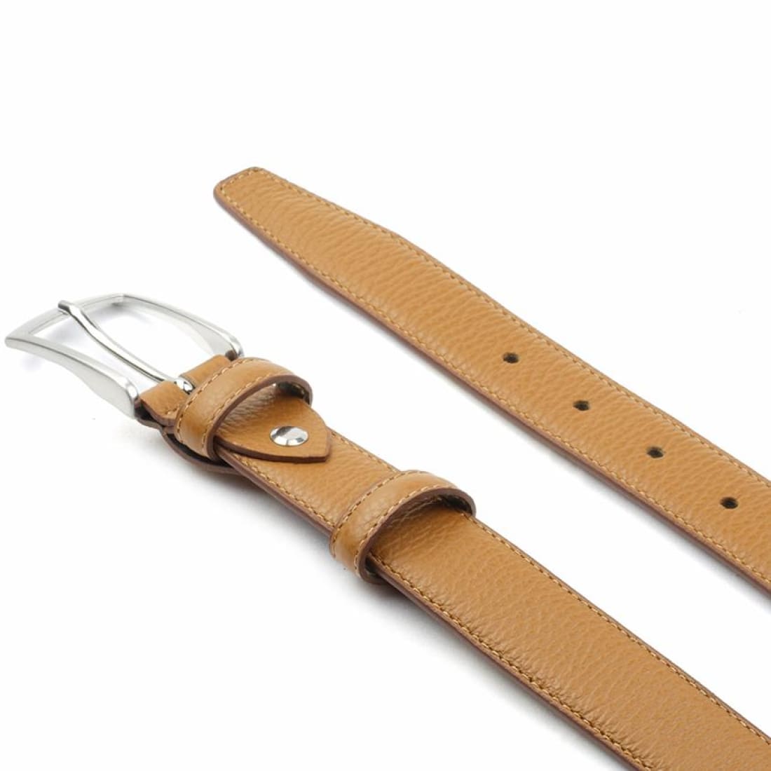 Ceinture en cuir grainé - Marron Clair – vue 2