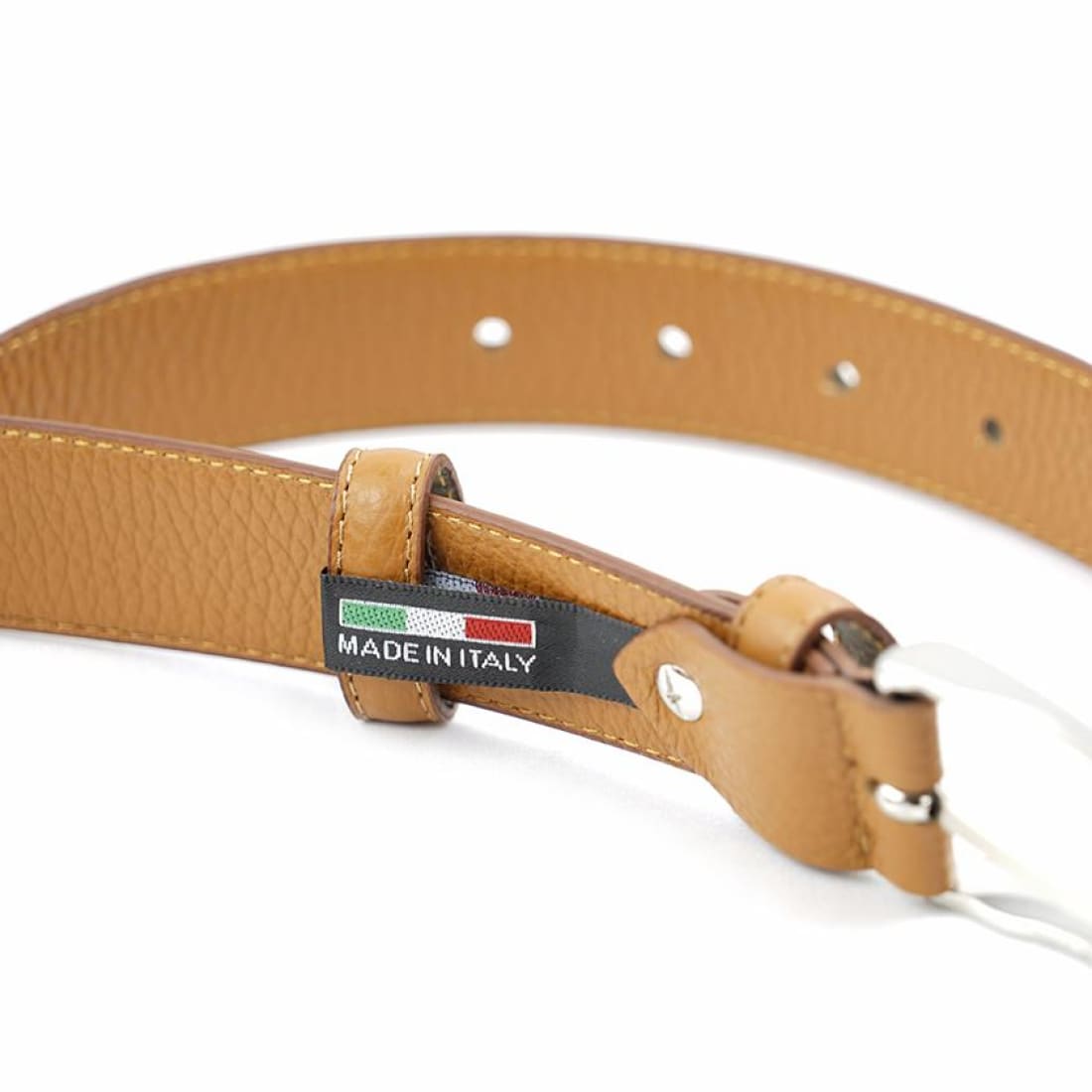 Ceinture en cuir grainé - Marron Clair – vue 3