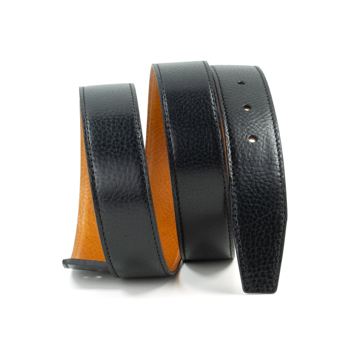 Ceinture réversible pour boucle H 32 mm – Cuir Noir / Marron Clair