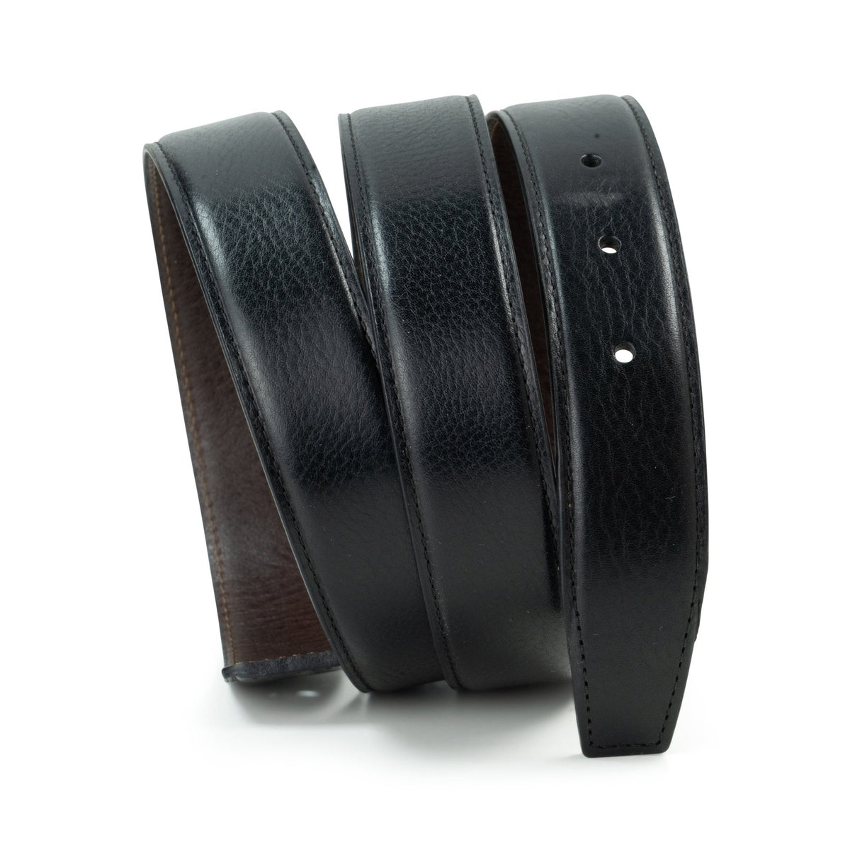 Ceinture réversible pour boucle H 32 mm – Cuir Noir / Marron Foncé