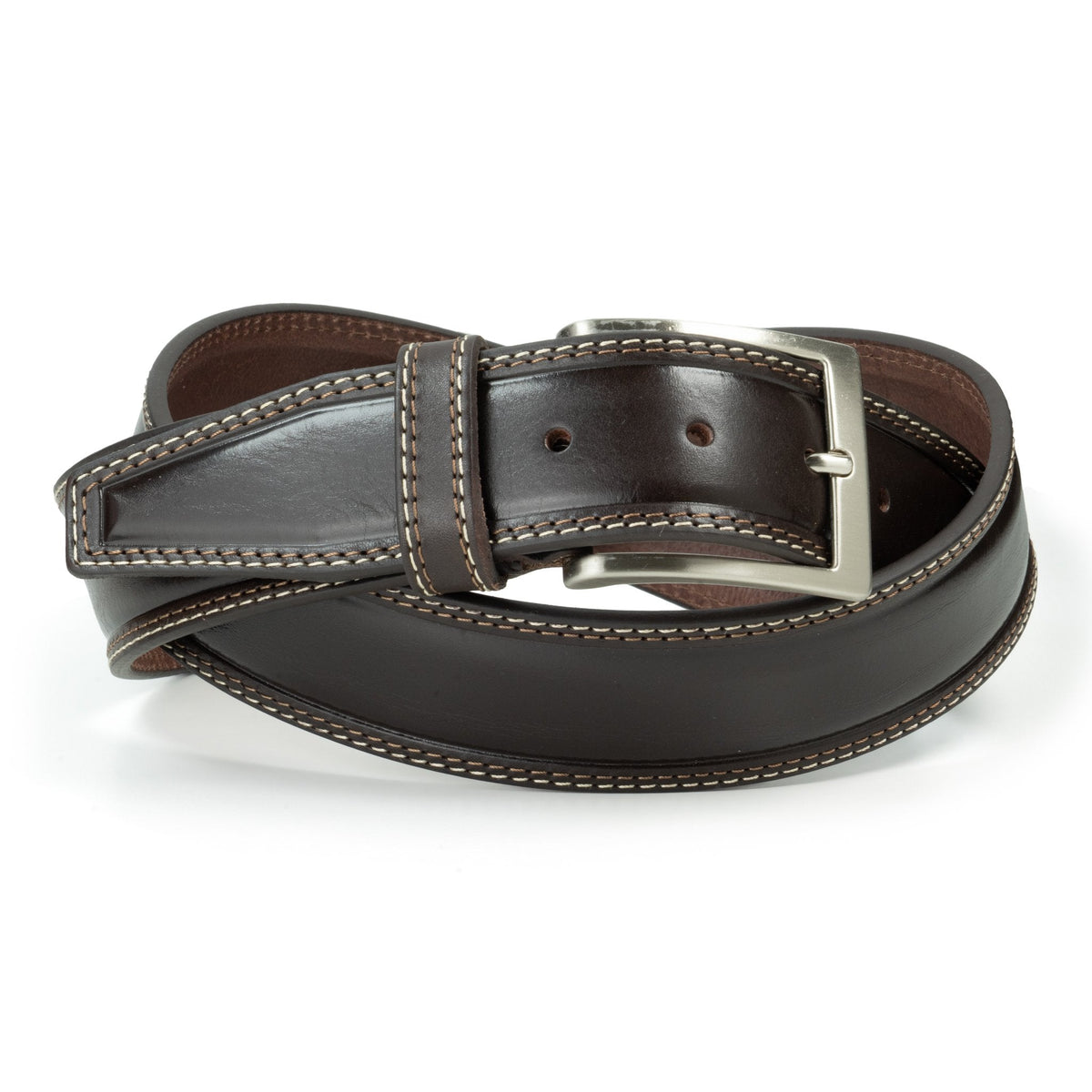 Ceinture en cuir de taureau 40 mm – surpiqûre contrastée, boucle large
