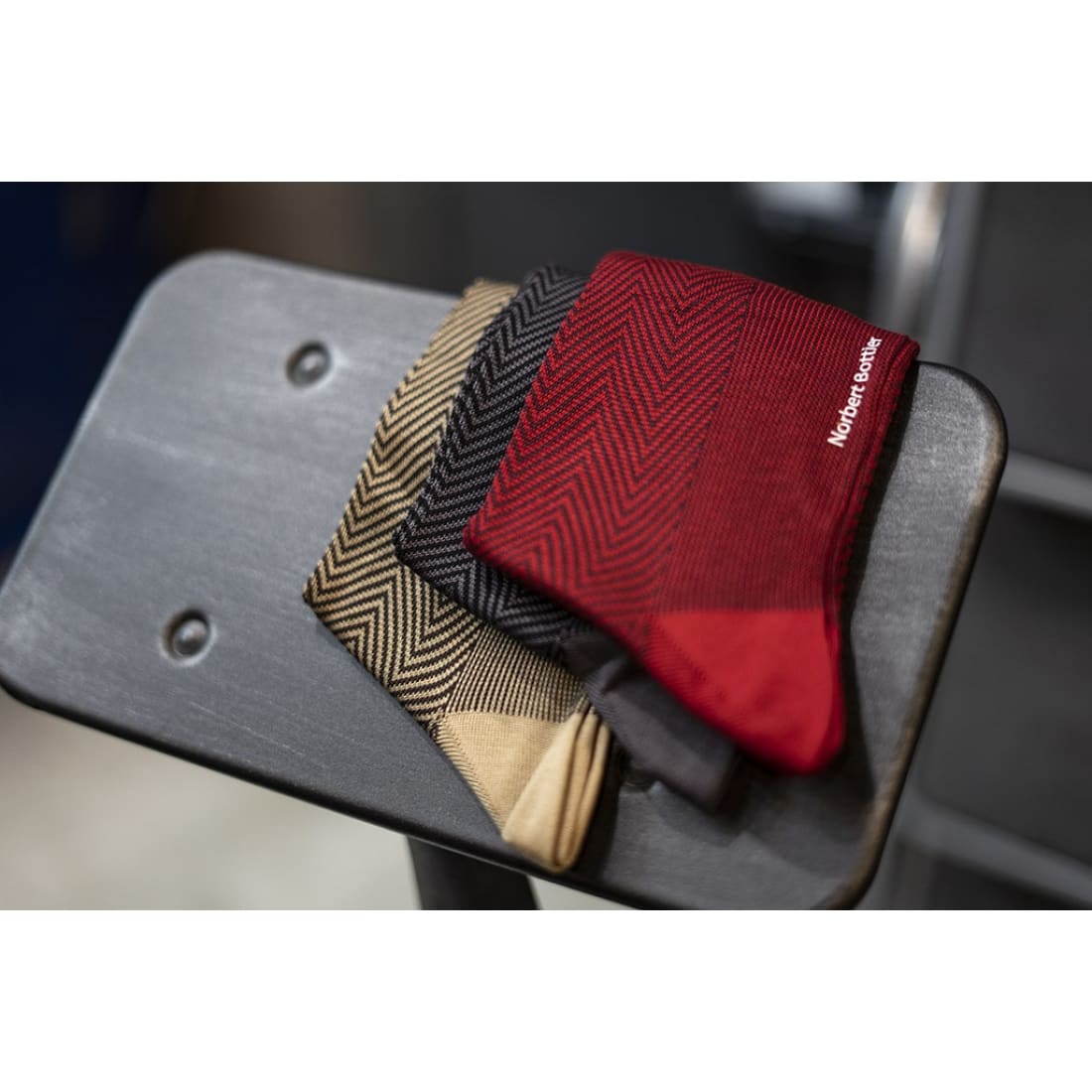 Chaussettes Chevron fil d'Écosse Bordeaux/Rouge – vue 4