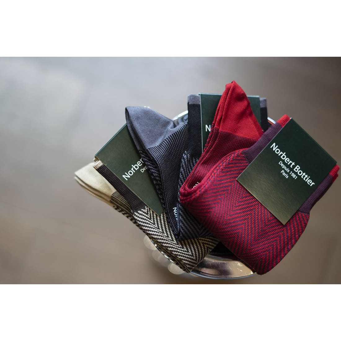 Chaussettes Chevron fil d'Écosse Marron/Beige – vue 6
