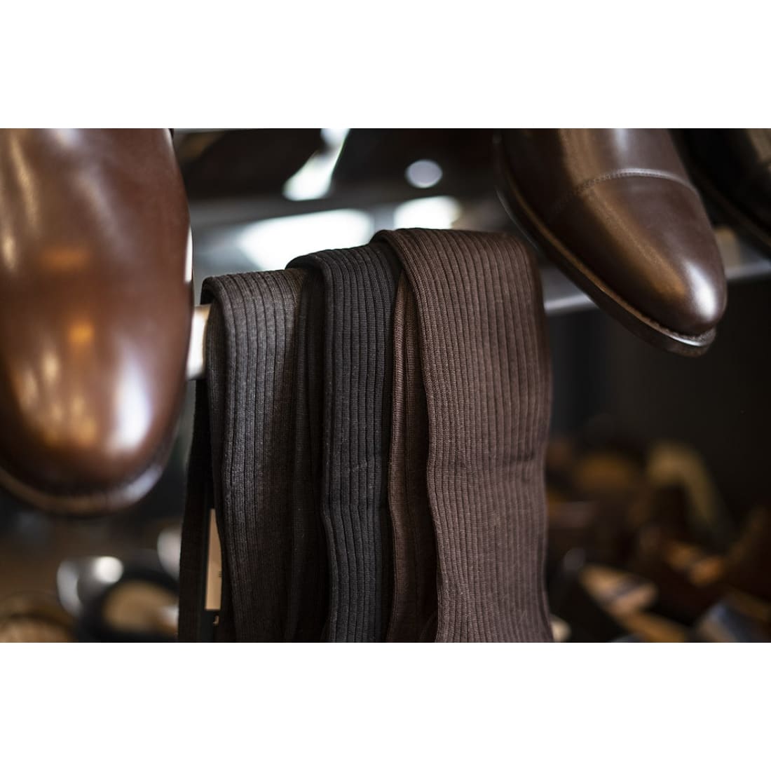 Chaussettes Hautes en fil d’Écosse Marron - Accessoires
