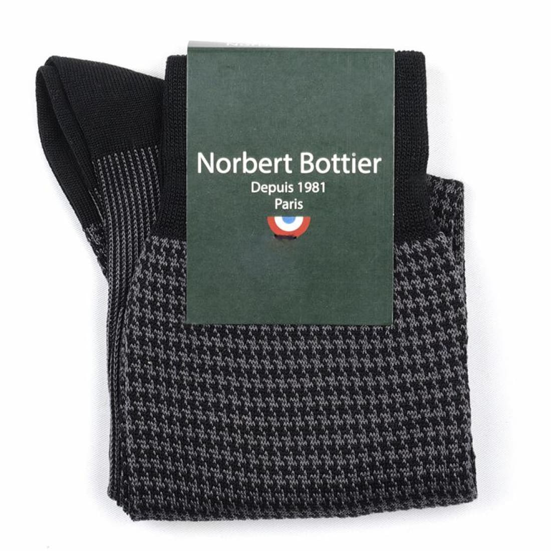Chaussettes Pied-de-poule fil d'Écosse Gris/Noir