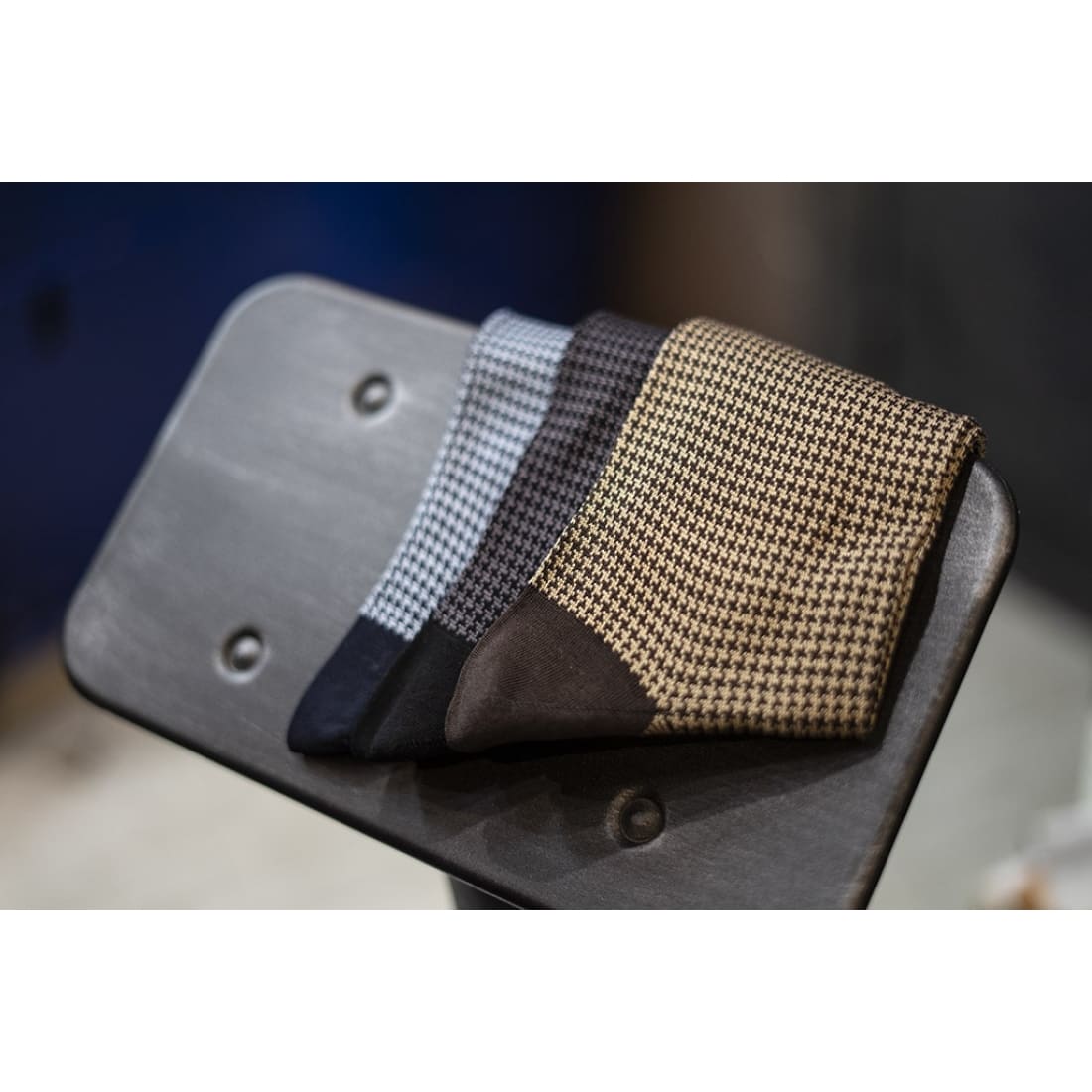 Chaussettes Pied-de-poule fil d'Écosse Gris/Noir – vue 6