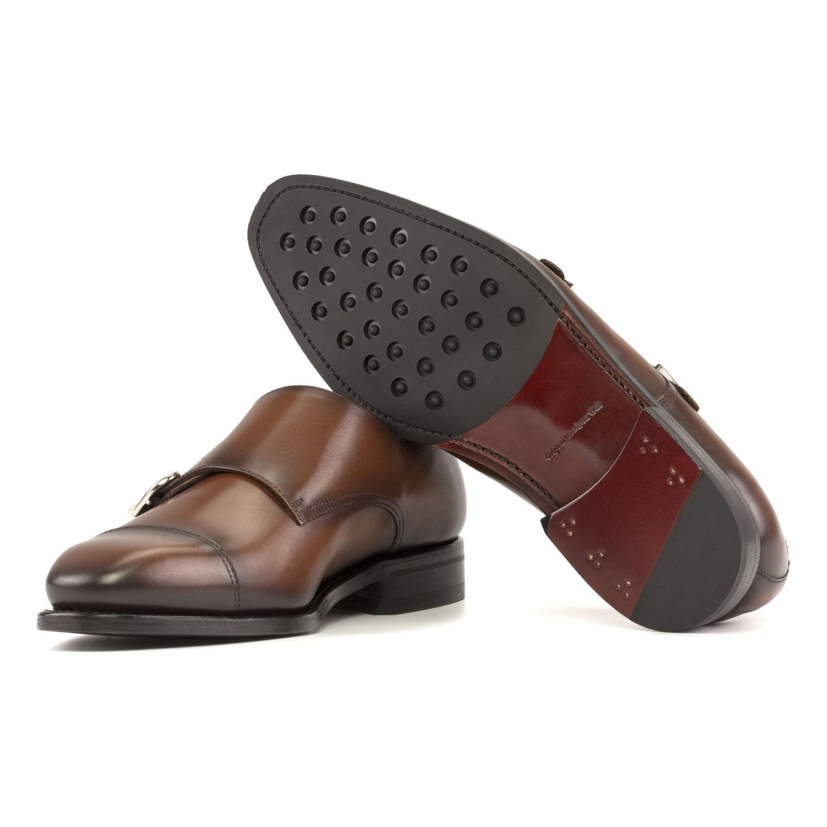 Chaussure double boucle en cuir marron moyen – vue 2