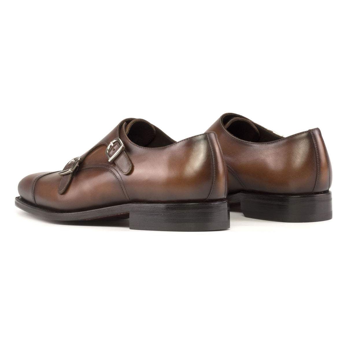 Chaussure double boucle en cuir marron moyen – vue 3