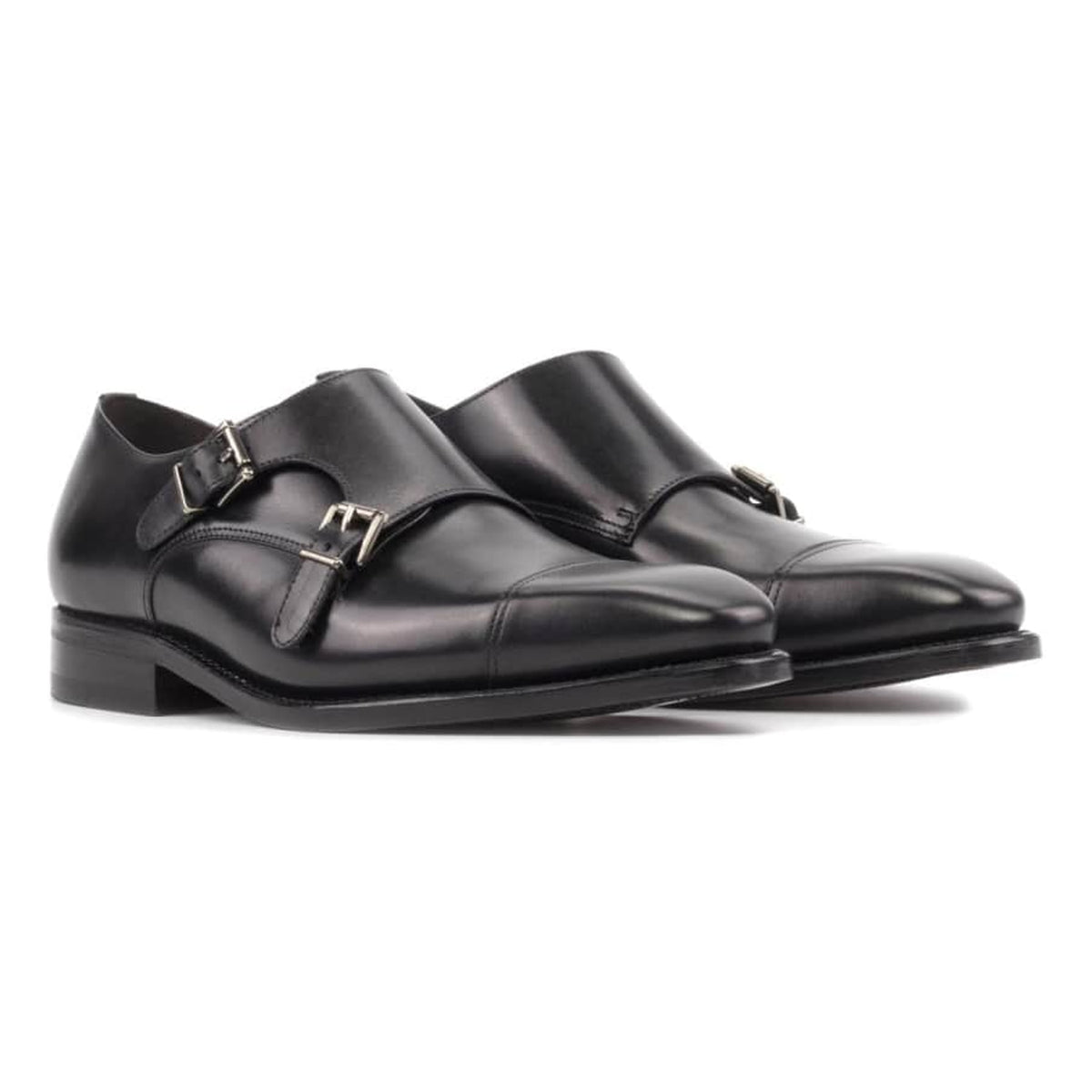 Chaussure double boucle en cuir noir – vue 1