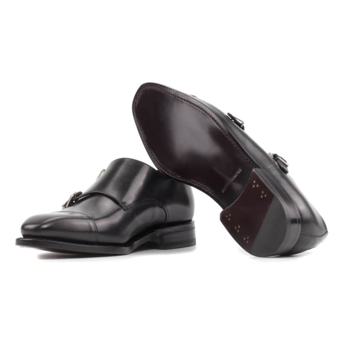 Chaussure double boucle en cuir noir – vue 2