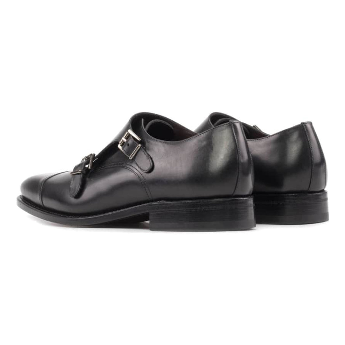 Chaussure double boucle en cuir noir – vue 3
