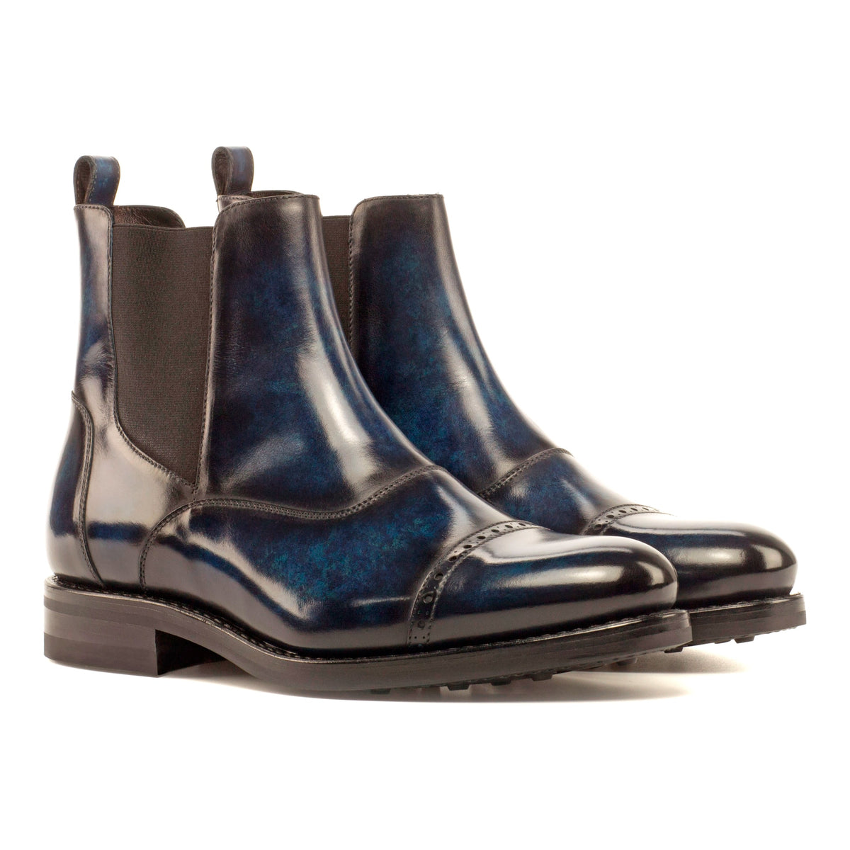 Chelsea Boots Cut en cuir patiné bleu marine - Semelles Dainite® – vue 1