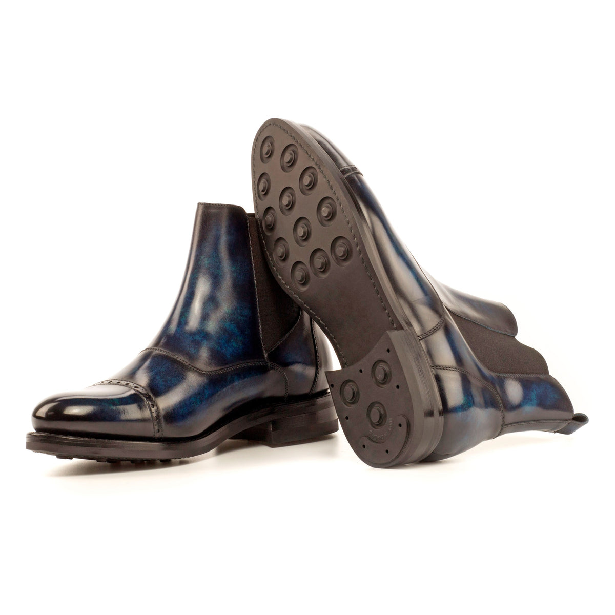 Chelsea Boots Cut en cuir patiné bleu marine - Semelles Dainite® – vue 2