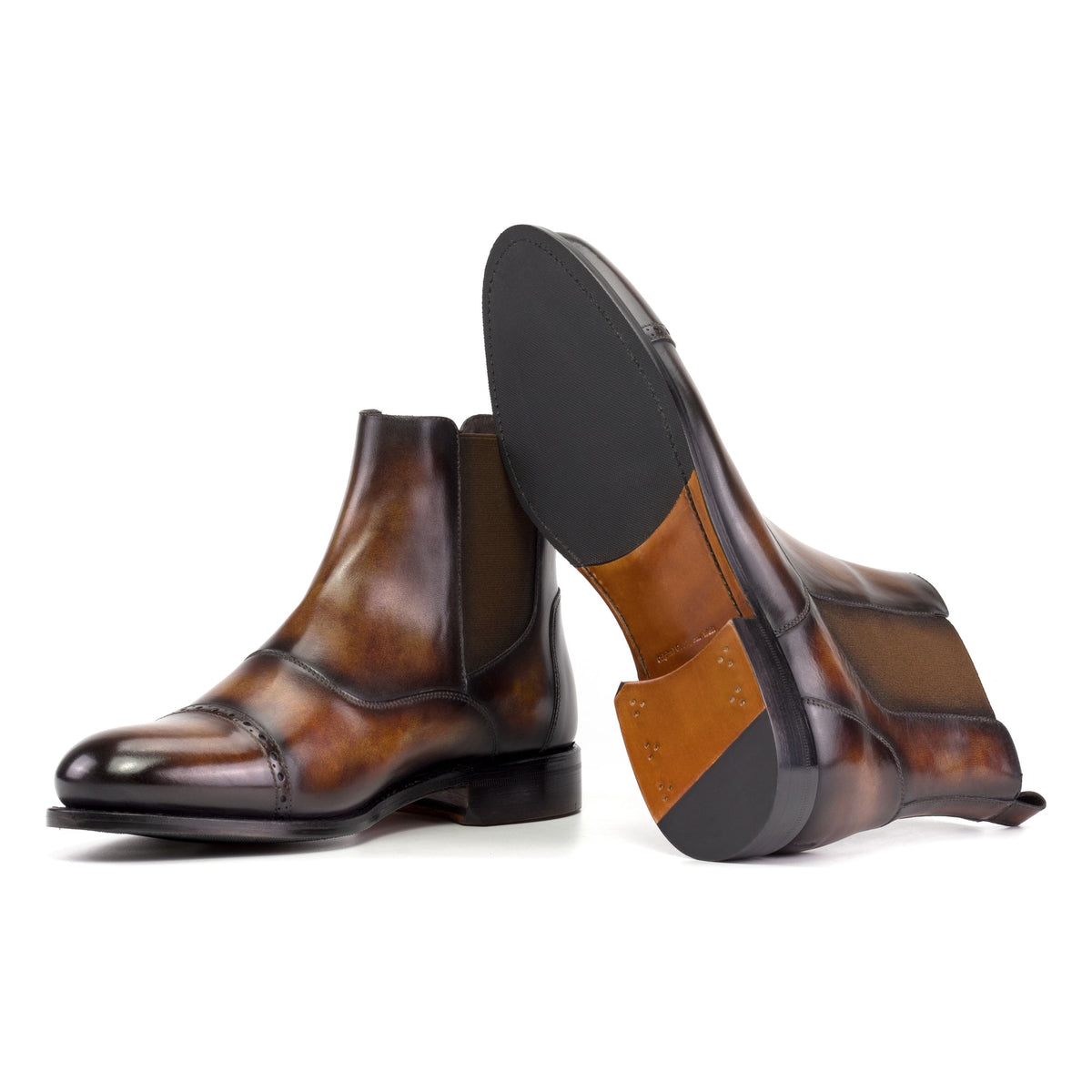 Chelsea Boots Cut en cuir patiné marron – vue 2