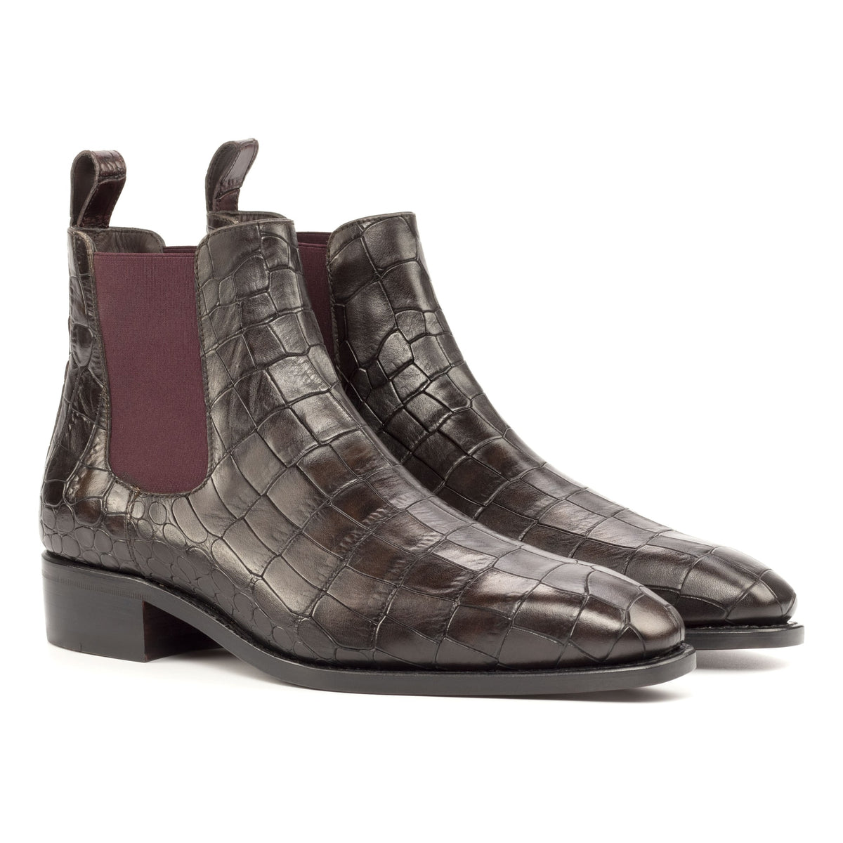 Chelsea Boots en croco marron foncé – vue 1
