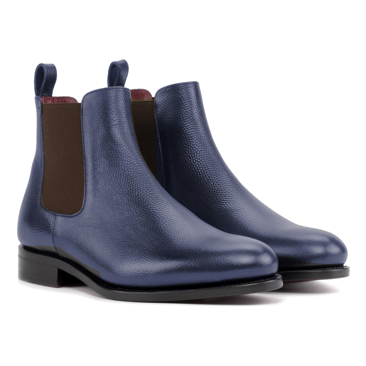 Chelsea Boots en cuir grainé bleu pétrole – vue 1