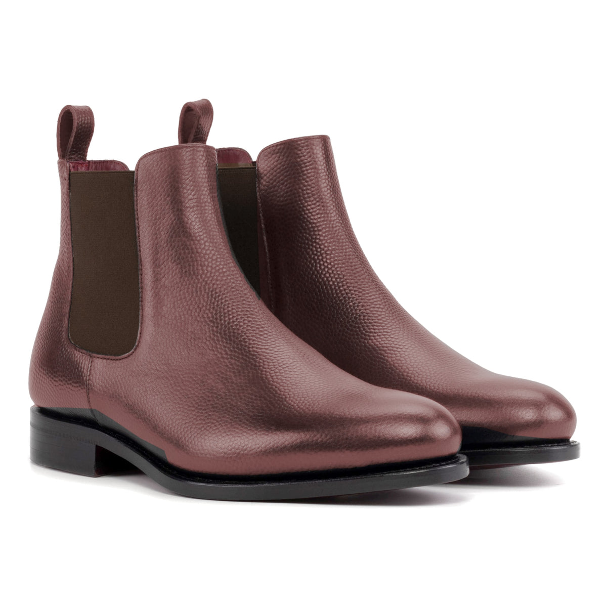 Chelsea Boots en cuir grainé bordeaux – vue 1